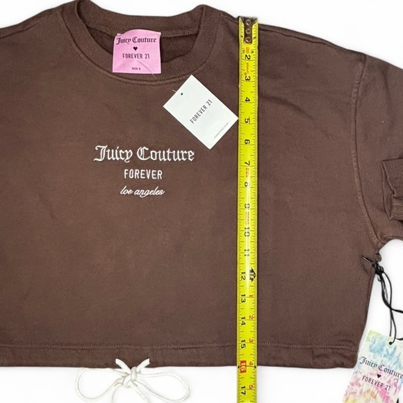 NWT Juicy Couture Brown Cropped Sweatshirt Tie Waist Size Small - Picture 3 of 5